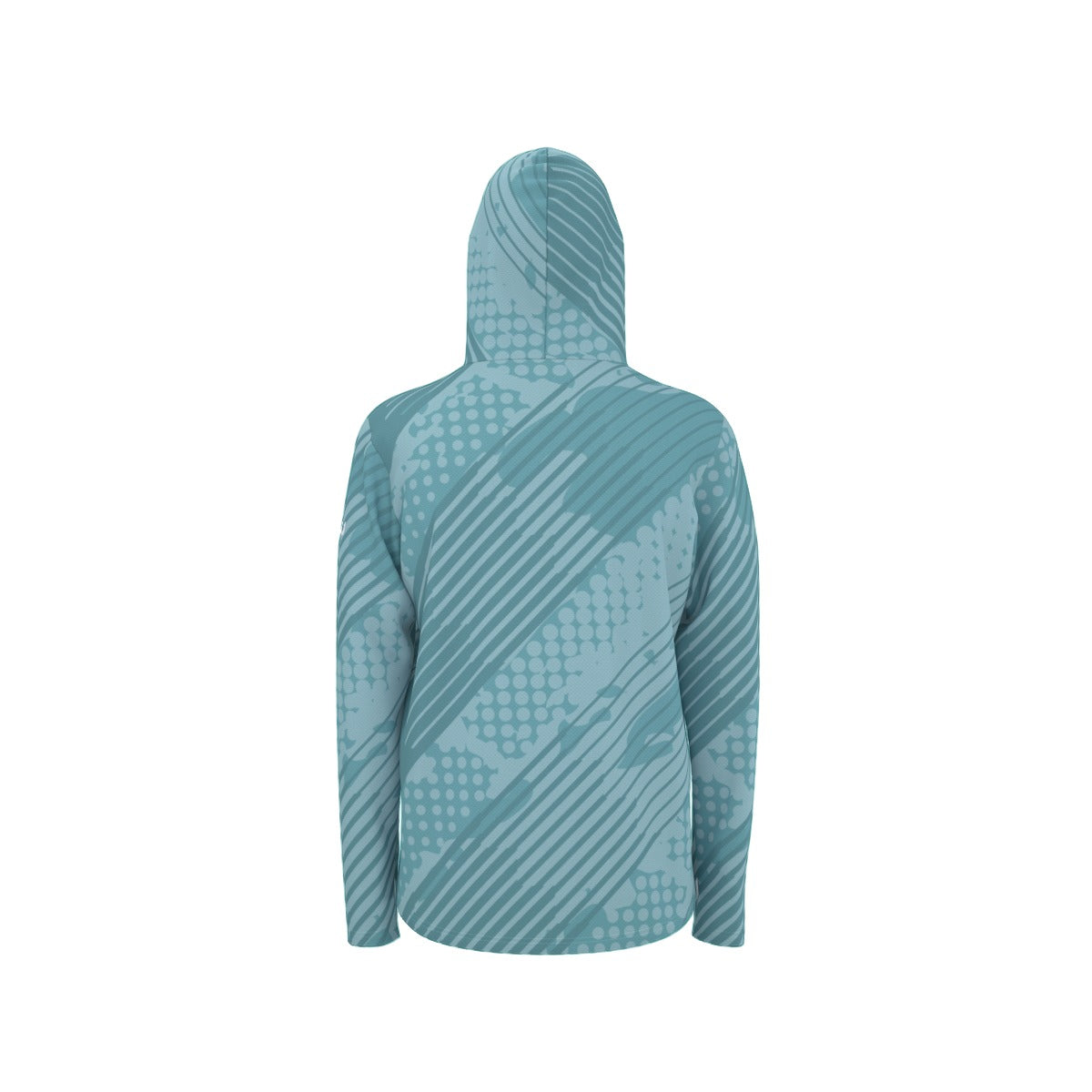 Teal Grunge Hooded Sun Shirt With Thumb Holes