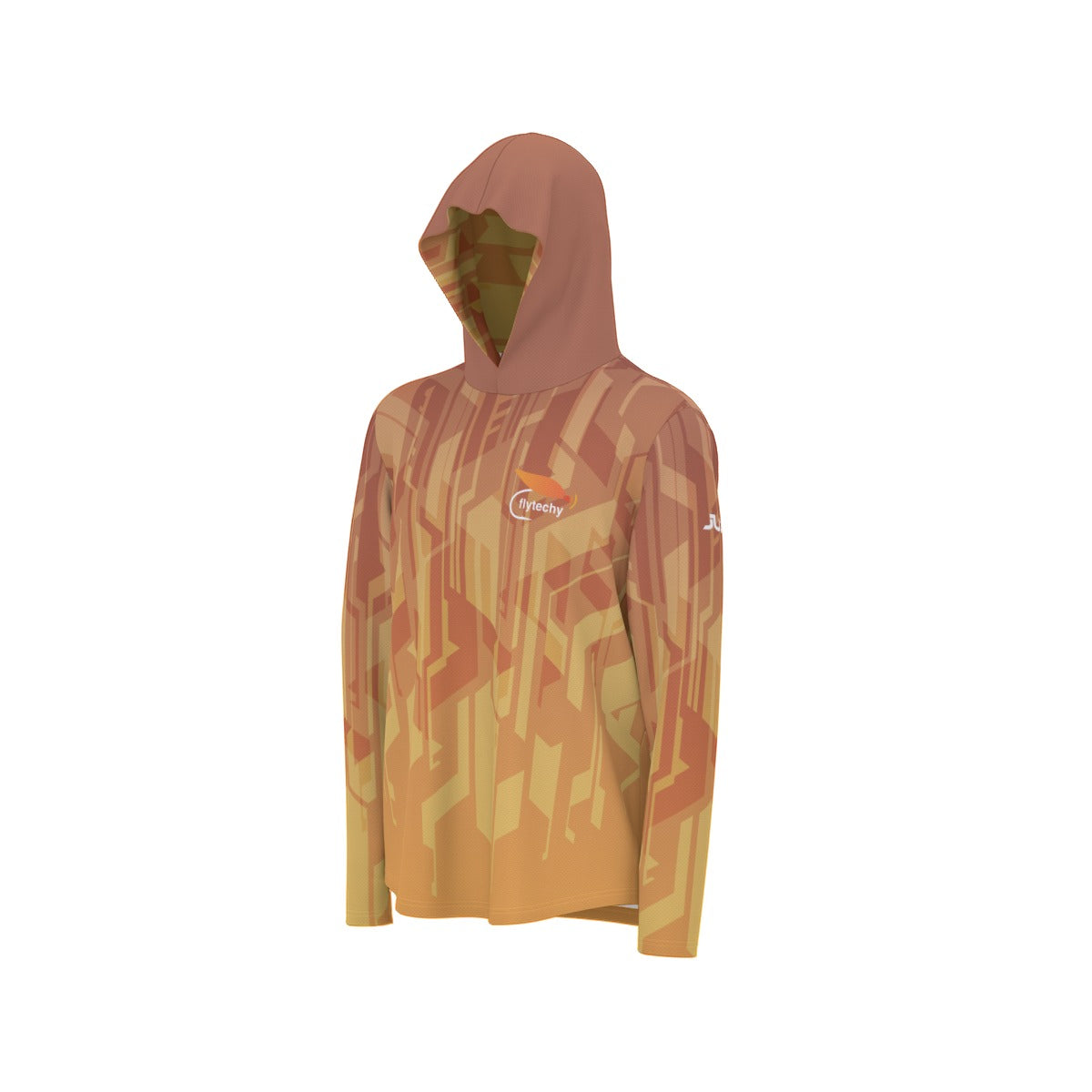 Tech Orange Hooded Sun Shirt With Thumb Holes