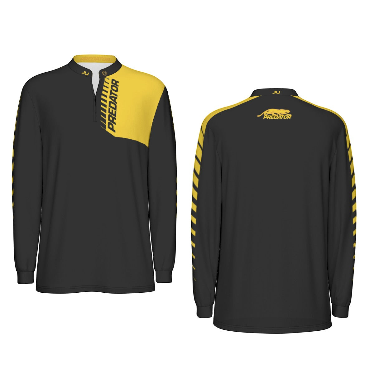 NEW DESIGN - Predator Long Sleeve Sport Collar Jersey - Black/Yellow