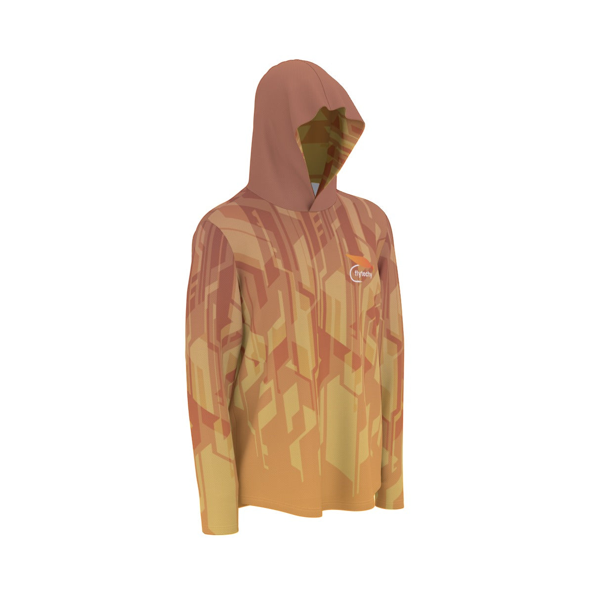 Tech Orange Hooded Sun Shirt With Thumb Holes