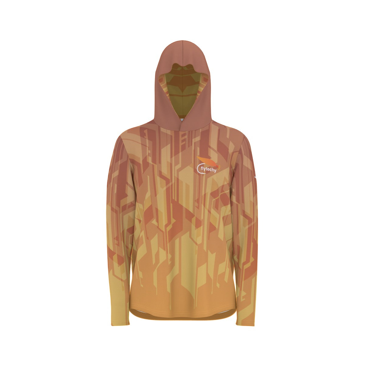 Tech Orange Hooded Sun Shirt With Thumb Holes