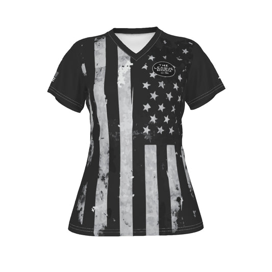 The League Room USA Flag V-neck Women's T-shirt