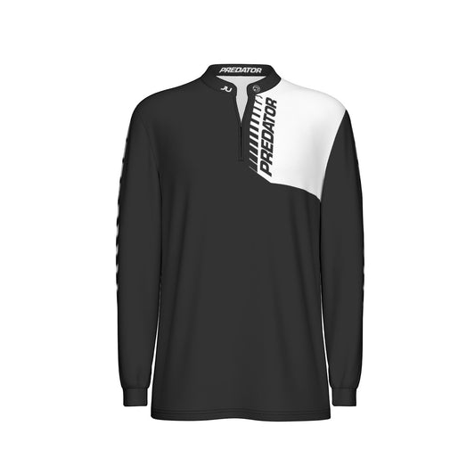Predator Long Sleeve Sport Collar Jersey - Black/White
