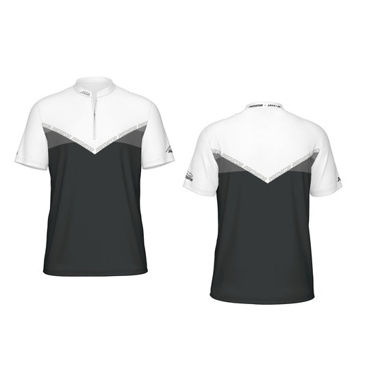 All-Over Print Men's Sports Collar Jersey With Black Zipper