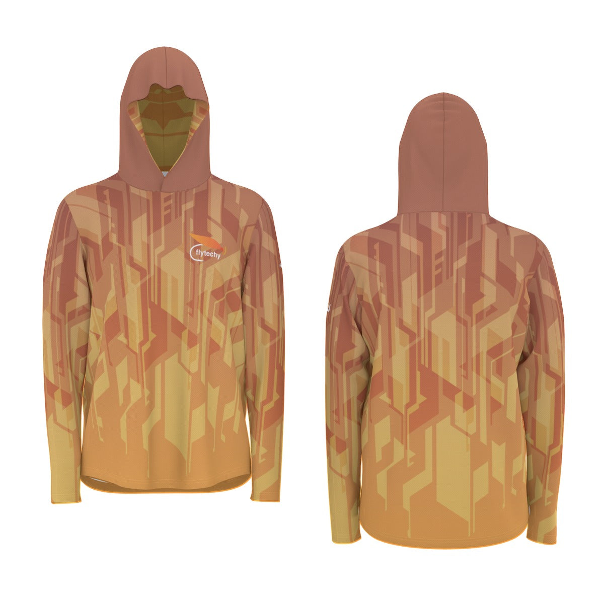 Tech Orange Hooded Sun Shirt With Thumb Holes