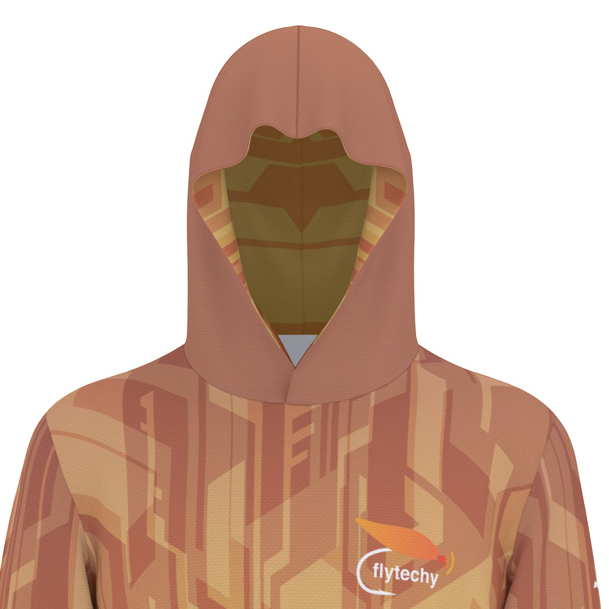 Tech Orange Hooded Sun Shirt With Thumb Holes