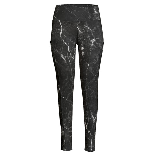 Black Marble High Waisted Pocket Leggings