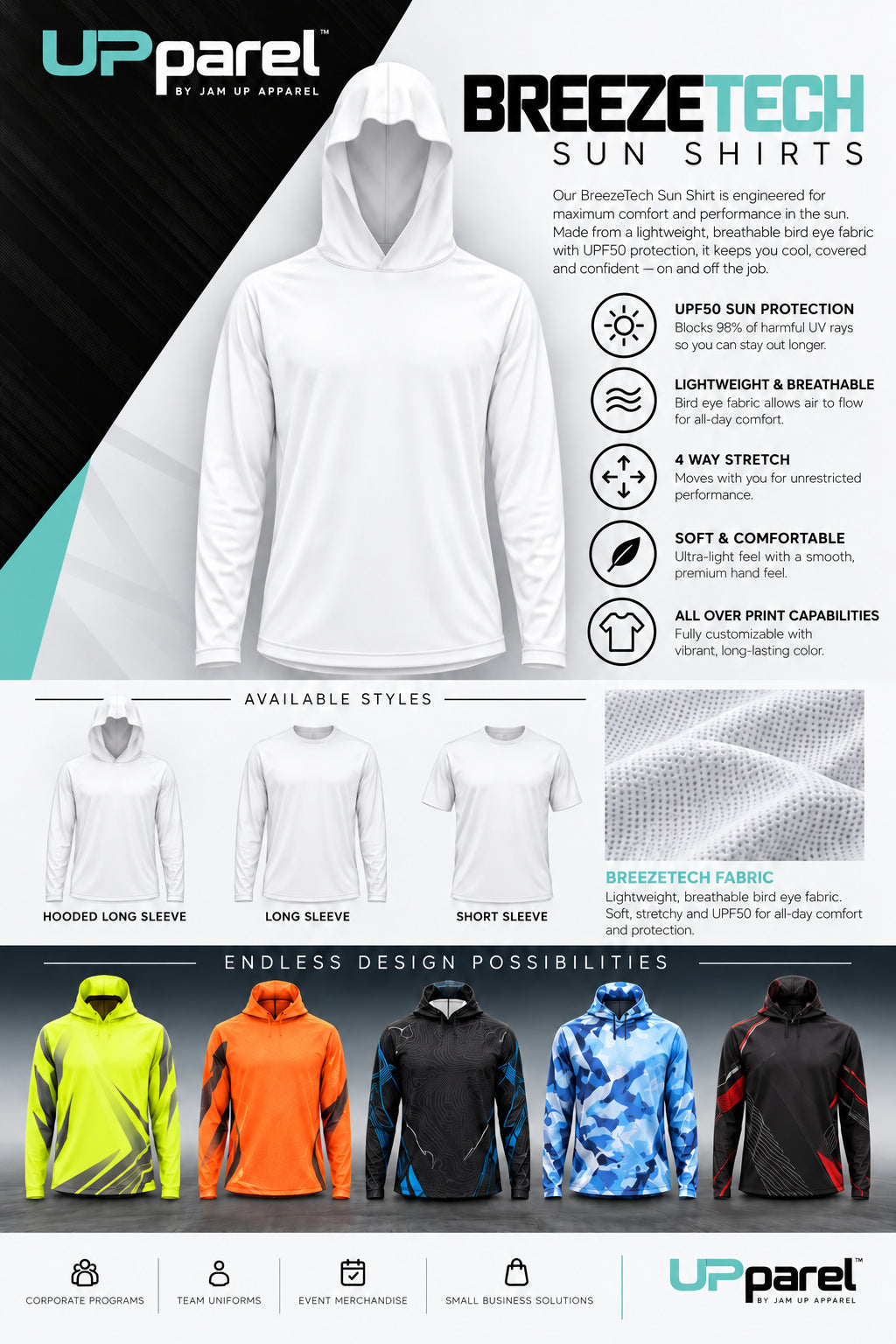 BreezeTech sun shirt product reference with lightweight hood and overlapping V neckline